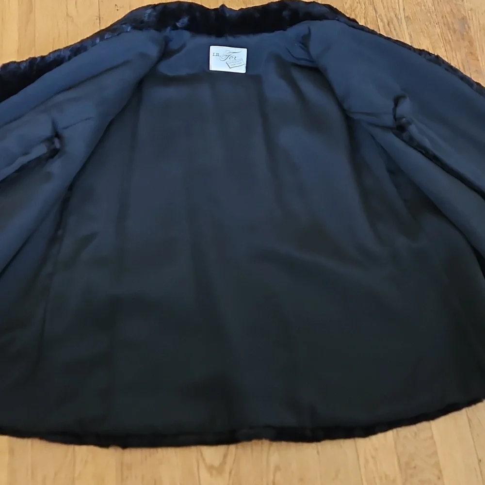 Vintage Sheared Fur Black Cape OS